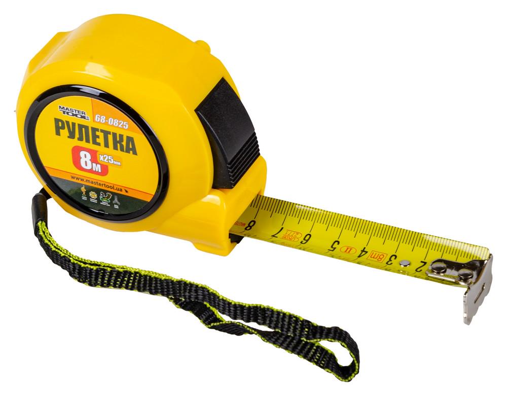 Рулетка MasterTool 8 м х 25 мм автоматичний фіксатор полотна (68-0825)