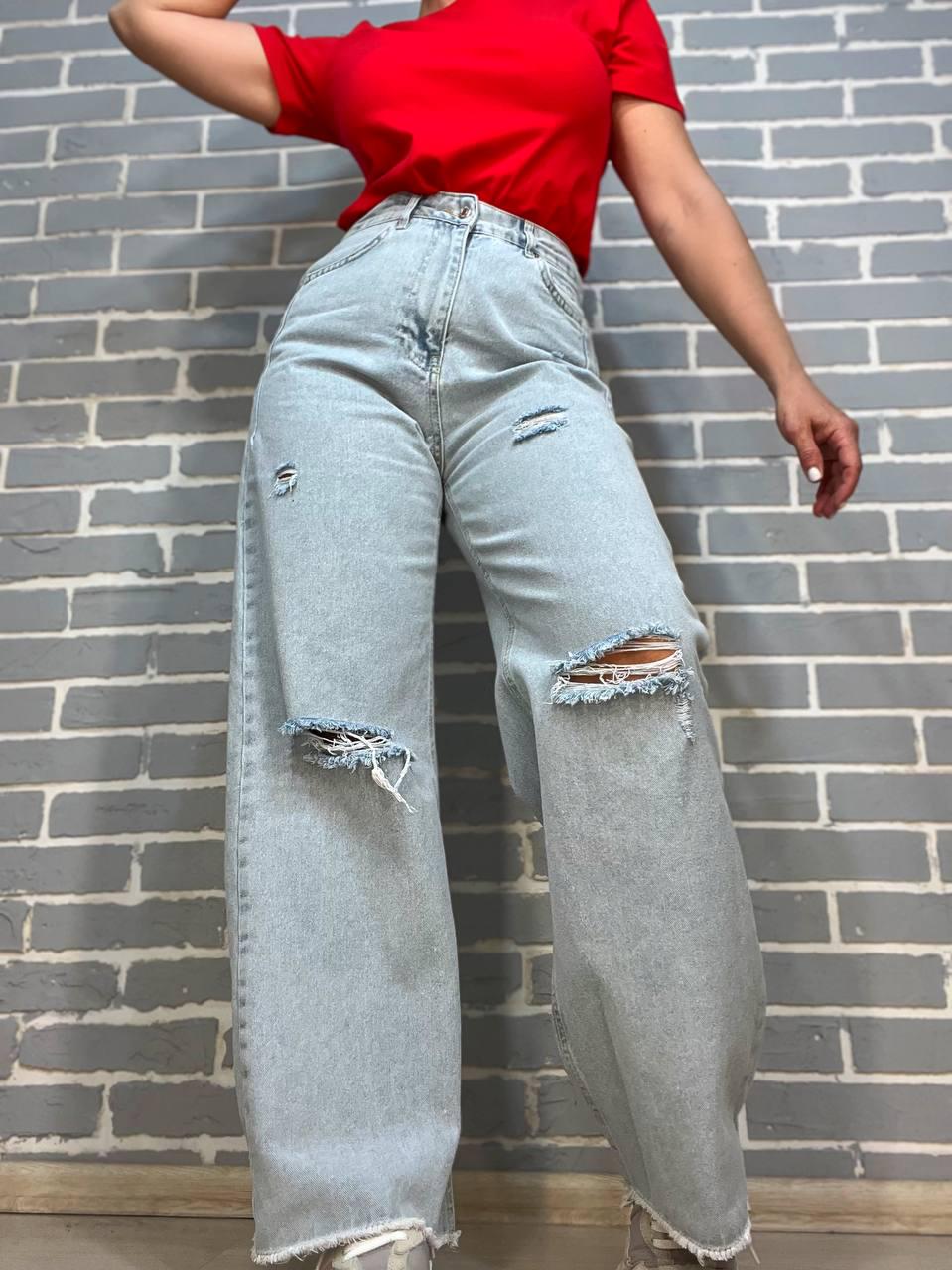 Джинси жіночі ITS Basic 2655 WIDE LEG рвані широкі від стегна р. 42 Блакитний (2612) - фото 3 Джинси жіночі ITS Basic 2655 WIDE LEG рвані широкі від стегна р. 42 Блакитний (2612) - фото 3