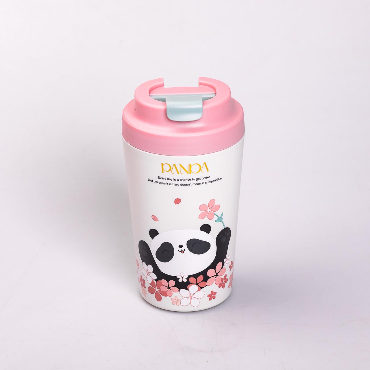 Термокружка Panda з керамічною колбою 380 мл Рожевий (HP-14-12P) - фото 2 Термокружка Panda з керамічною колбою 380 мл Рожевий (HP-14-12P) - фото 2