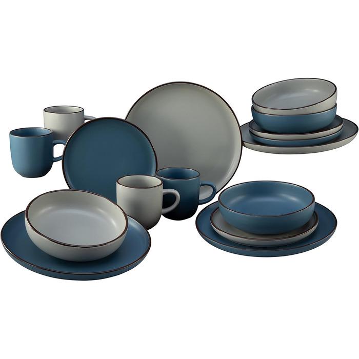 Столовий сервіз Creatable Modern Scandic на 4 персони 16 пр. Синій/Сірий (33494201)