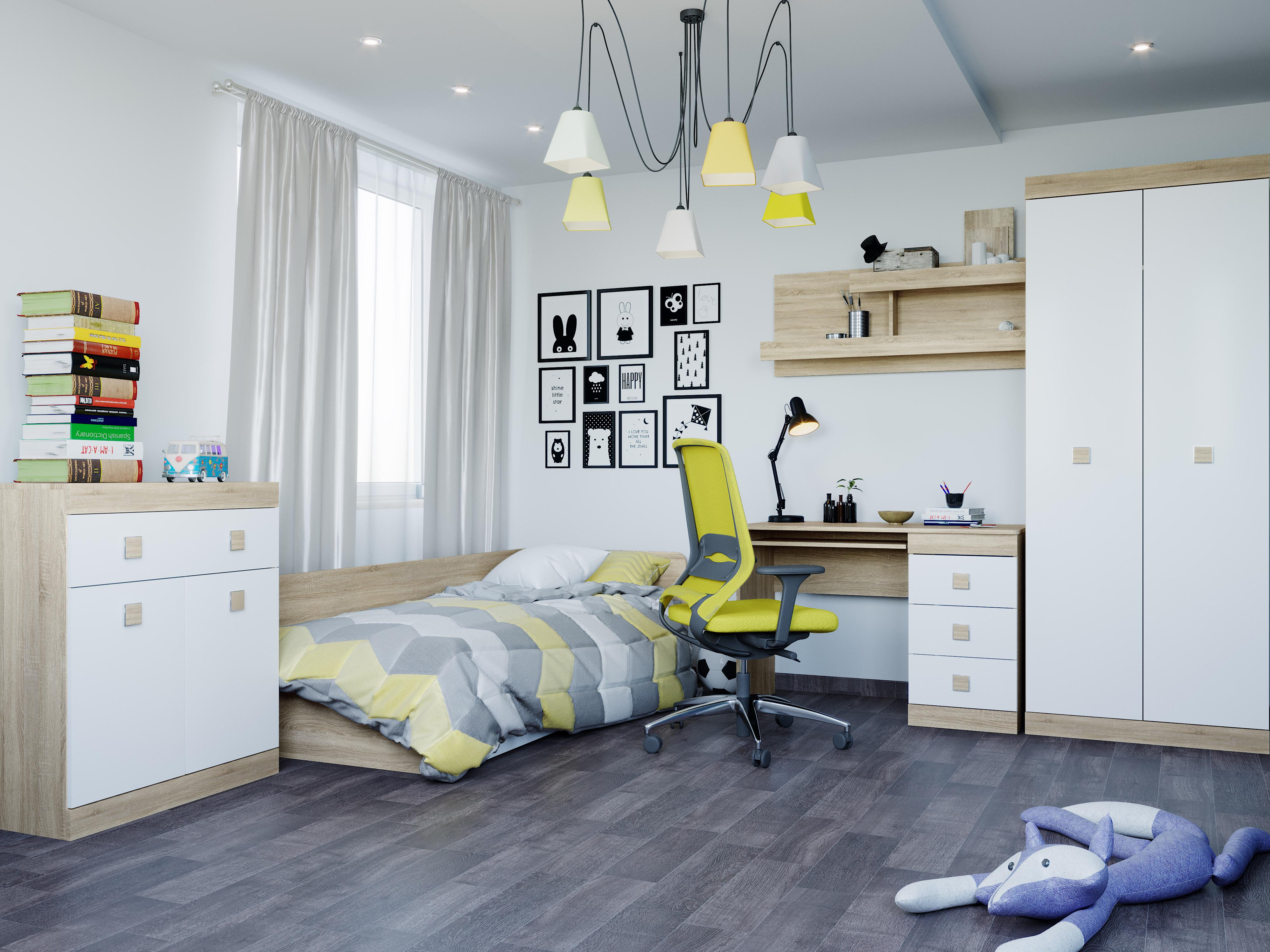 Спальня детская Эверест Соната 6 Комплект из ламинированной ДСП Дуб Сонома/Белый (02231)