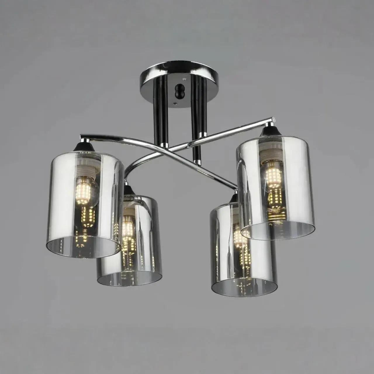 Люстра потолочная Valeso на четыре затемненных плафона Е27 IP20 B K2301/4 Черный/Хром (28688168)