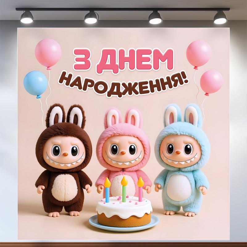 Баннер для фотозоны Лабубу 120x120 см №44373 Баннер для фотозоны Лабубу 120x120 см №44373