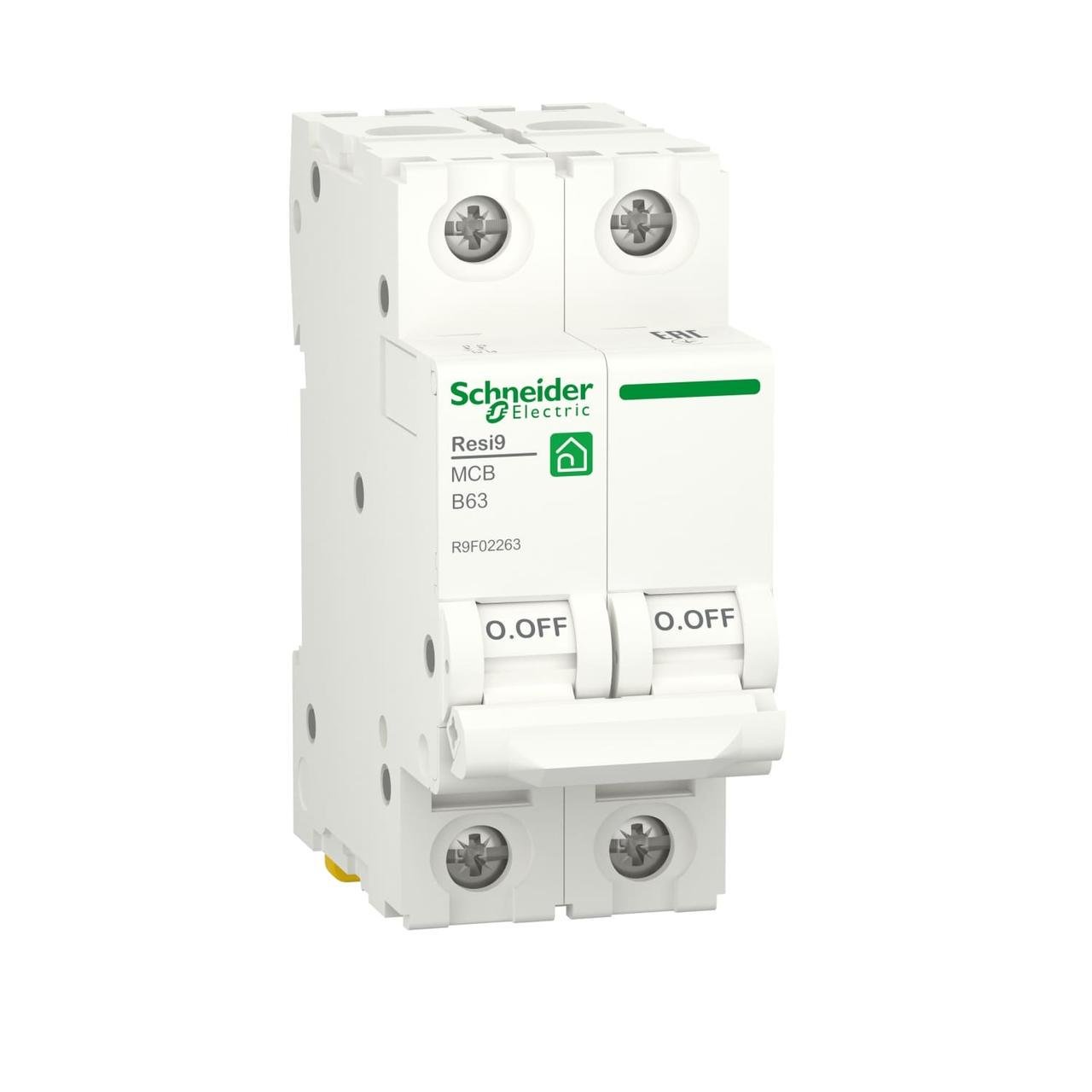 Автоматический выключатель Schneider Electric 63А 6 kA 2 полюса тип B R9F02263 Resi9 (42706)
