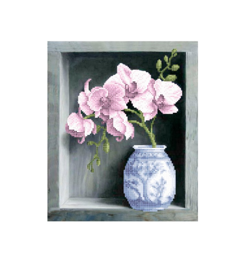 Схема для вишивки бісером Золота Підкова Орхідея у вазі ЗПК-034