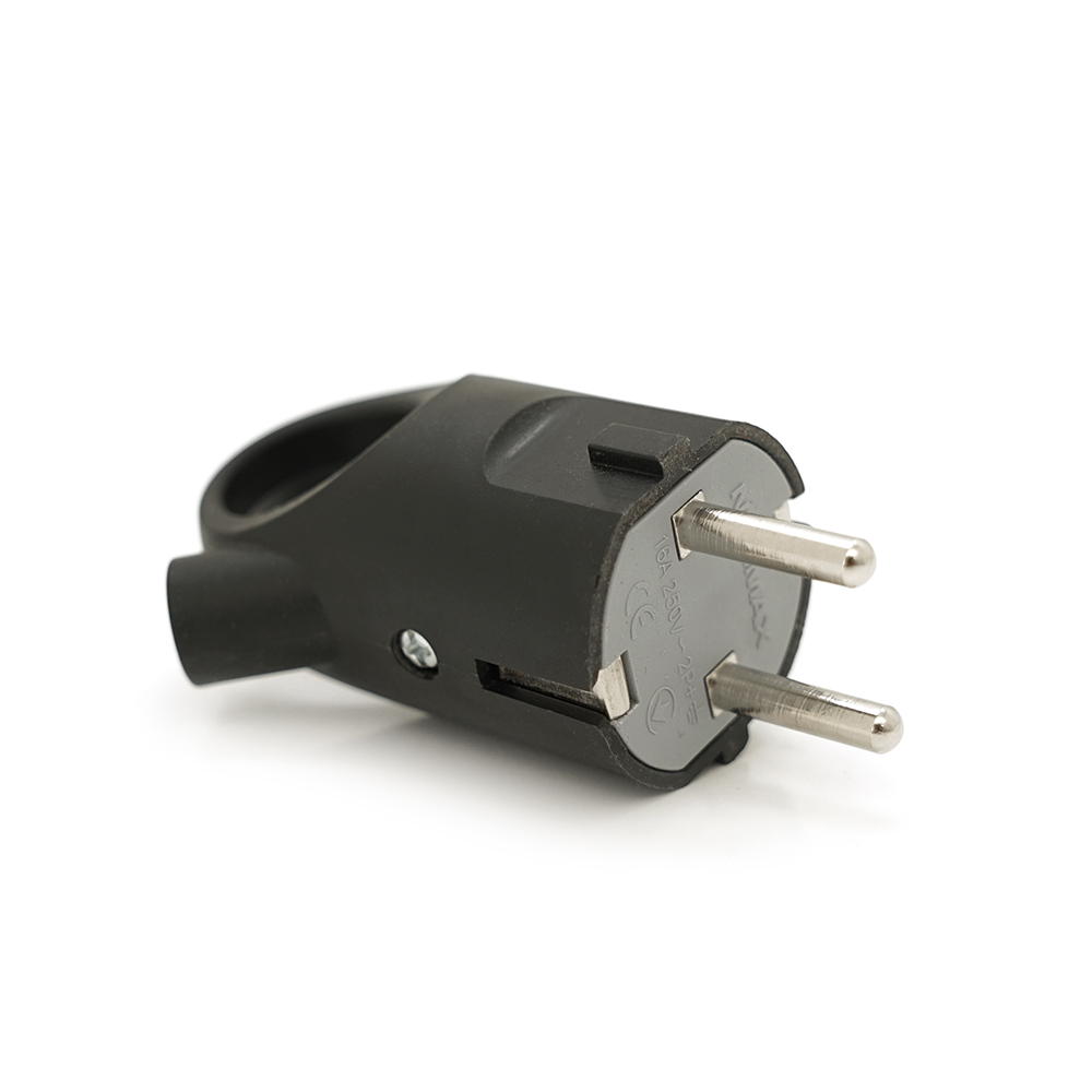 Електровилка штепсельна із заземленням кутова з кільцем 16a 250v a112b q35 Black (YUT_V8918)