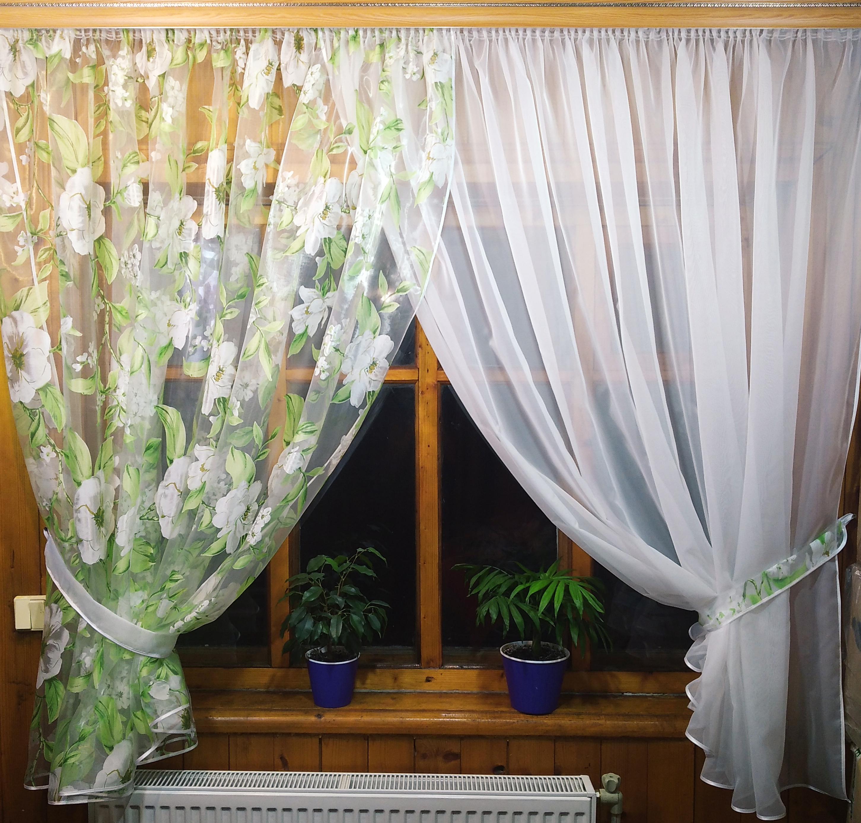 Фіранка коротка Вероніка Білий/Яблучний - фото 1 Фіранка коротка Вероніка Білий/Яблучний - фото 1