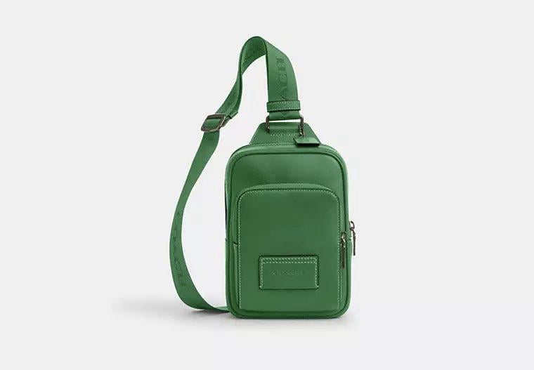 Сумка кожаная Coach Racer Sling Pack 20х13х5 см Зеленый (46778550)