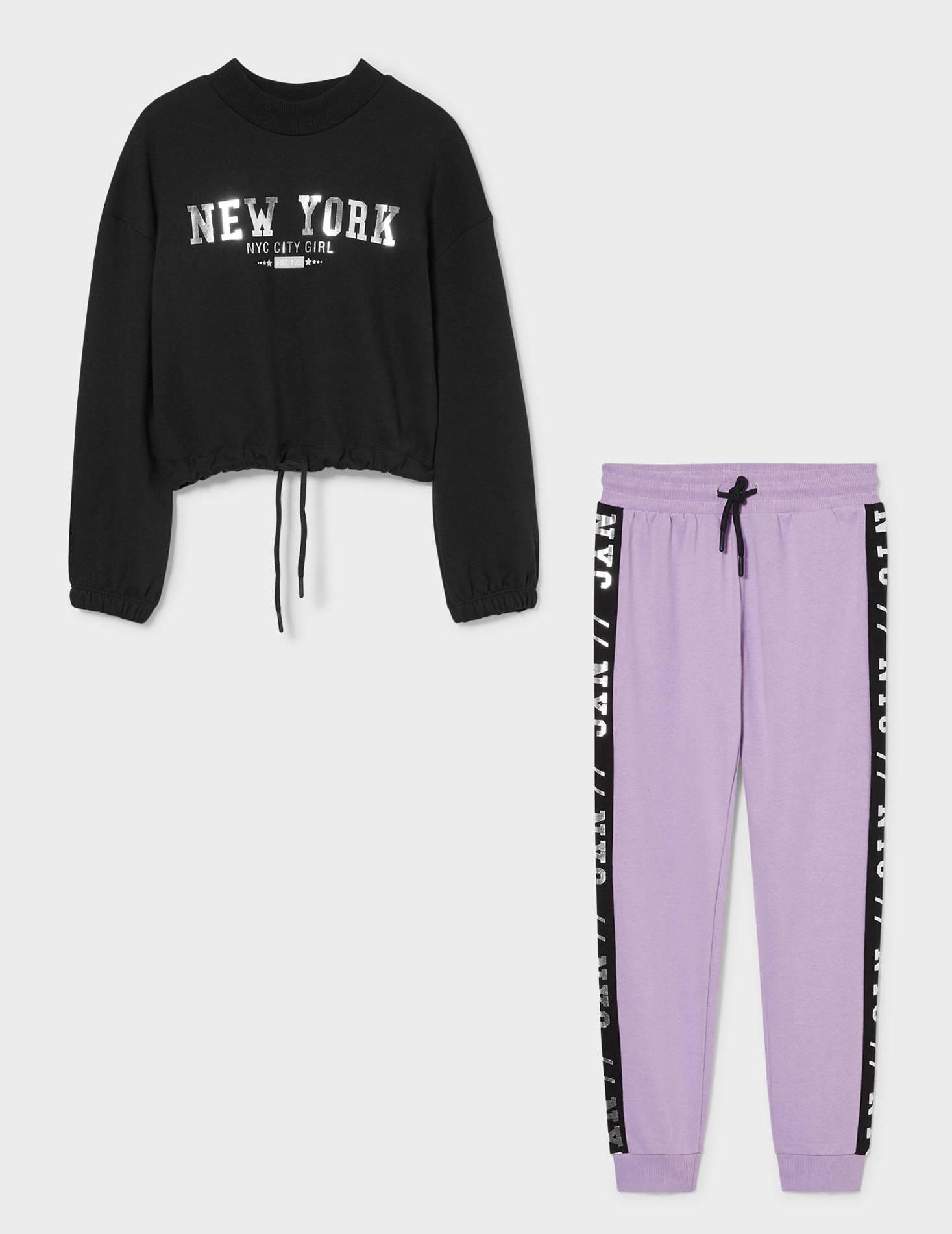 Спортивный костюм для девочки C&A размер 146-152 Черный / Сиреневый (2158518)