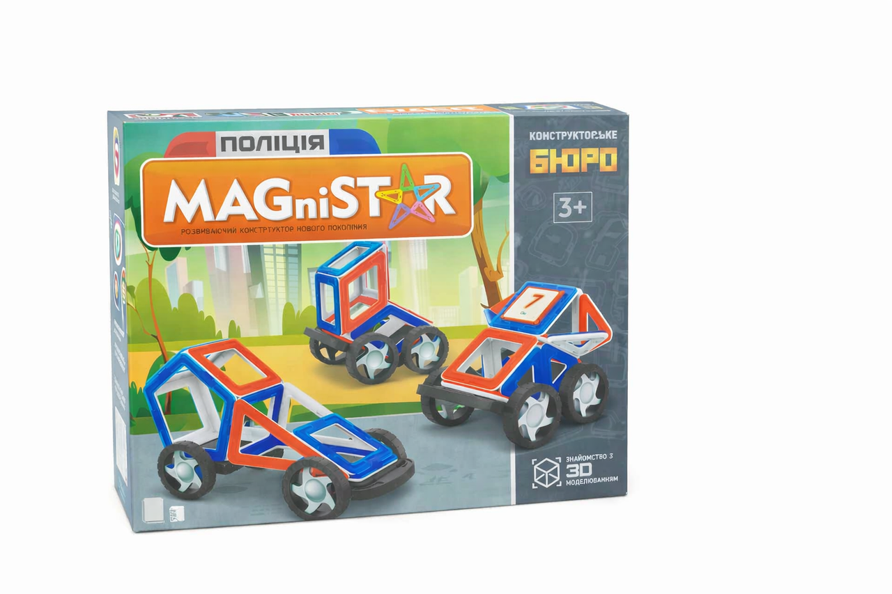 Конструктор магнитный magnistar KB 1010 Машинка полиция 45 дет. (1995646294)