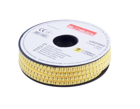 Маркер кабельный E.NEXT e.marker.stand.1.2.5.7 цифра 7 1-2,5 мм2 1000 шт./рул. Желтый (s2037052)