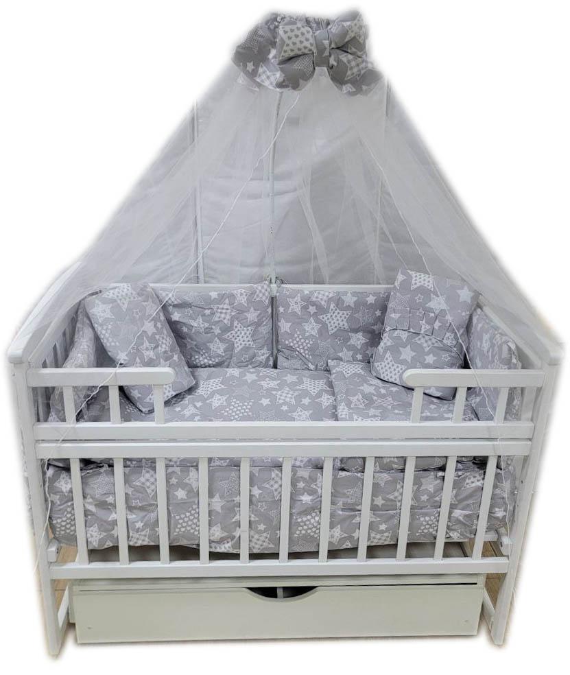 Комплект постельного белья в детской кроватке 9 элементов Серый (10401051) Комплект постельного белья в детской кроватке 9 элементов Серый (10401051)