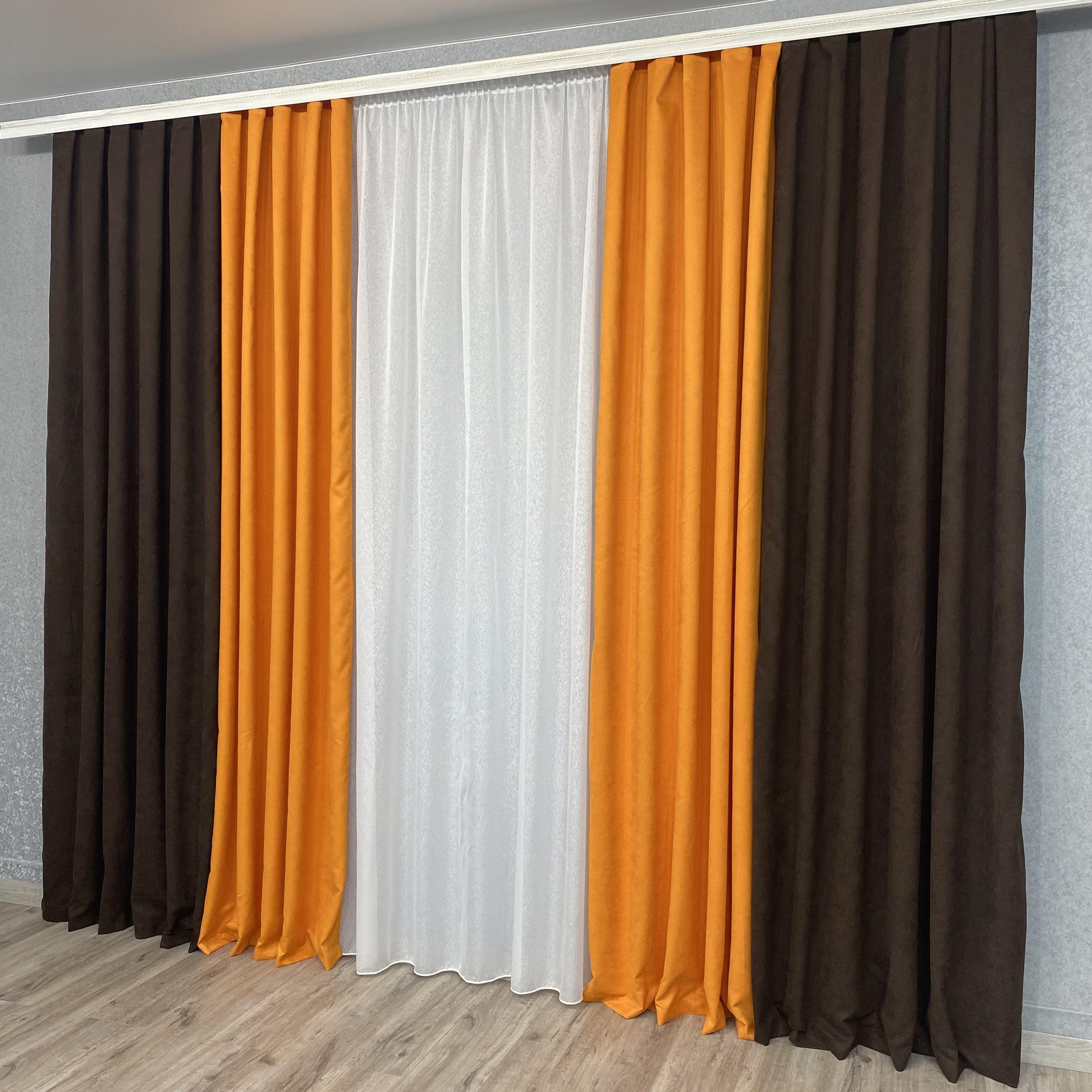 Шторы микровелюр TG Home Дуэт №450 1,50х2,70 м Шоколадно-оранжевый (450-217/207) - фото 9