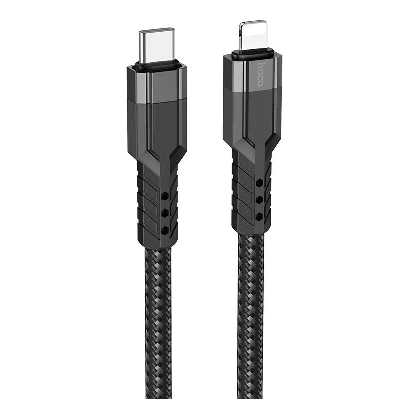 Кабель Hoco U110 Type-C to Lightning 1,2 м 20W 3A Nylon Aluminum Black (11315007)