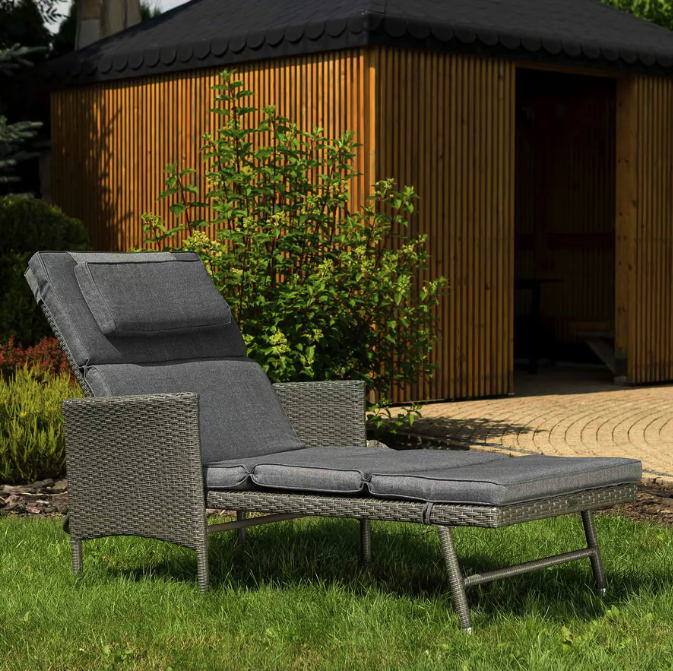 Шезлонг садовый Di Volio Breso из ротанга Серый (4508) - фото 6 Шезлонг садовый Di Volio Breso из ротанга Серый (4508) - фото 6