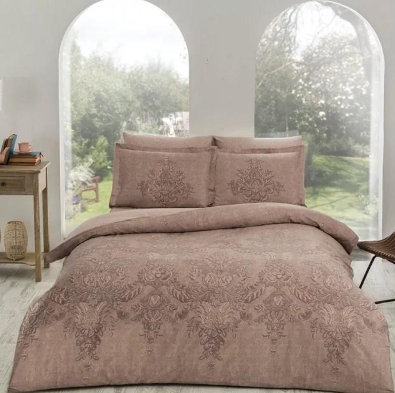 Постельное белье TAC Romanie kahve сатин Deluxe евро