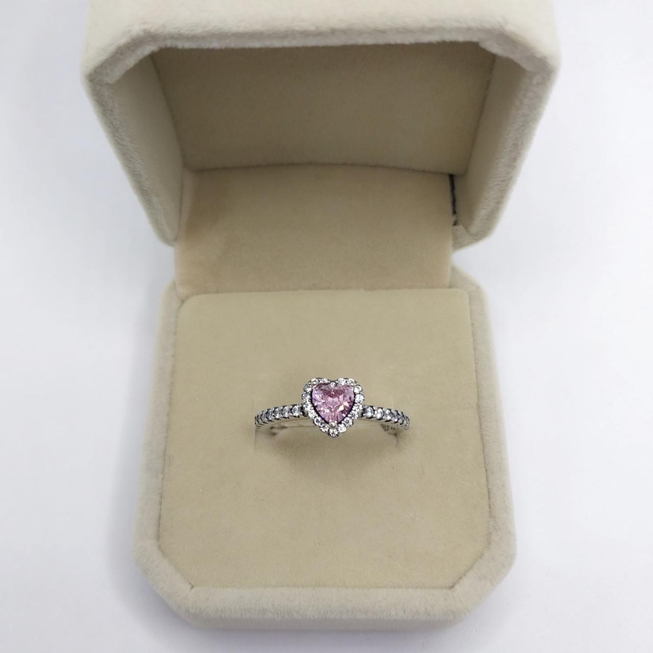 Каблучка з цирконами рожевий топаз серце ювелірний сплав в оксамитовій коробочці (16191) Каблучка з цирконами рожевий топаз серце ювелірний сплав в оксамитовій коробочці (16191)