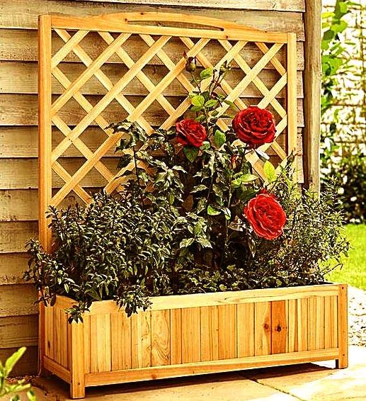 Кашпо со шпалерой из дерева Рики Ваниль (КШР-002502)