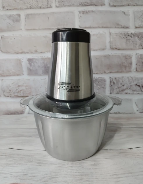 Измельчитель для кухни Zepline ZP-051 с металлической чашей с 4-мя лезвиями для любых продуктов 1500 Вт Измельчитель для кухни Zepline ZP-051 с металлической чашей с 4-мя лезвиями для любых продуктов 1500 Вт