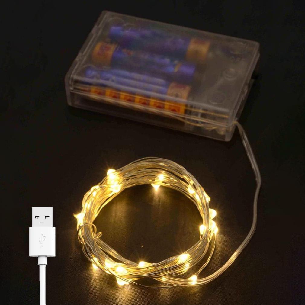 Гірлянда нитка Роса на батарейках USB 3 м 30 LED статичний режим IP44 Теплий білий