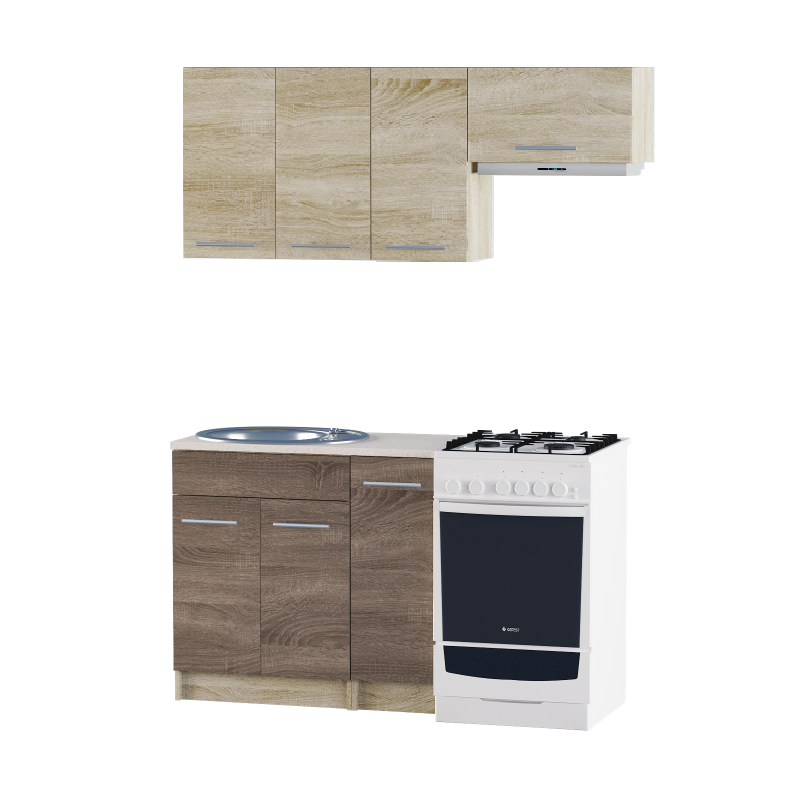 Кухня Еверест ЭКО-1401 со столешницей 1,4 м Сонома/Трюфель (ЕК-27107.01)