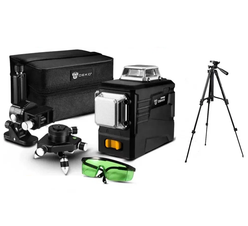 Нивелир лазерный уровень DEKO 3D 12 линий/штатив 2,1 м луч Бирюзовый (718532)