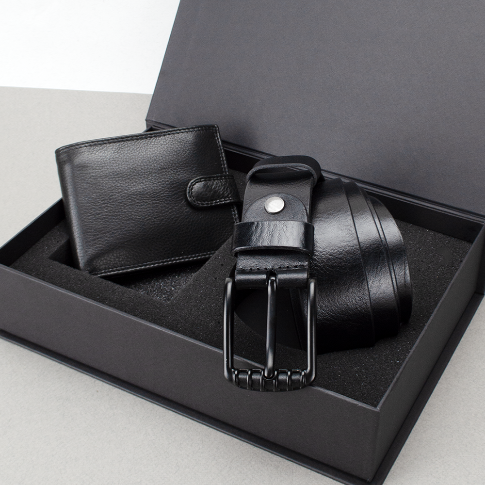 Подарочный набор мужской Handycover 2505 портмоне/ремень в коробке Черный (2444922077)