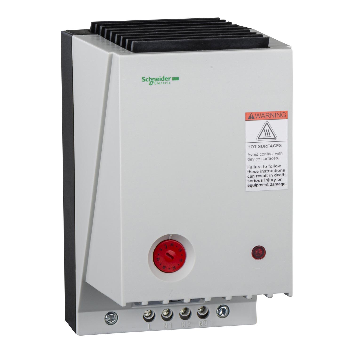 Обогреватель на DIN-рейке з вентилятором Schneider Electric ClimaSys CR 550 Вт 230 В AC 155x150x215 мм IP20 для шкафа (NSYCRP1W230VTVC)
