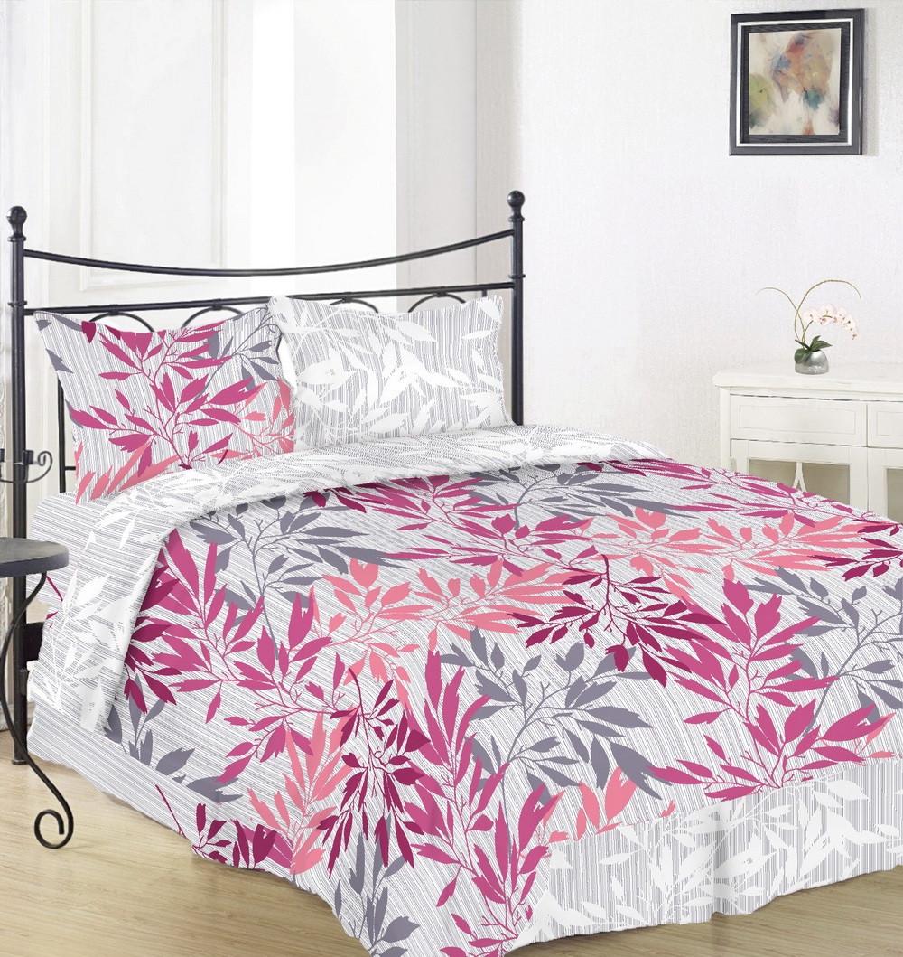 Простынь Вилена Голд Веточка розовая бязь полуторная 145х220 см Простынь Вилена Голд Веточка розовая бязь полуторная 145х220 см