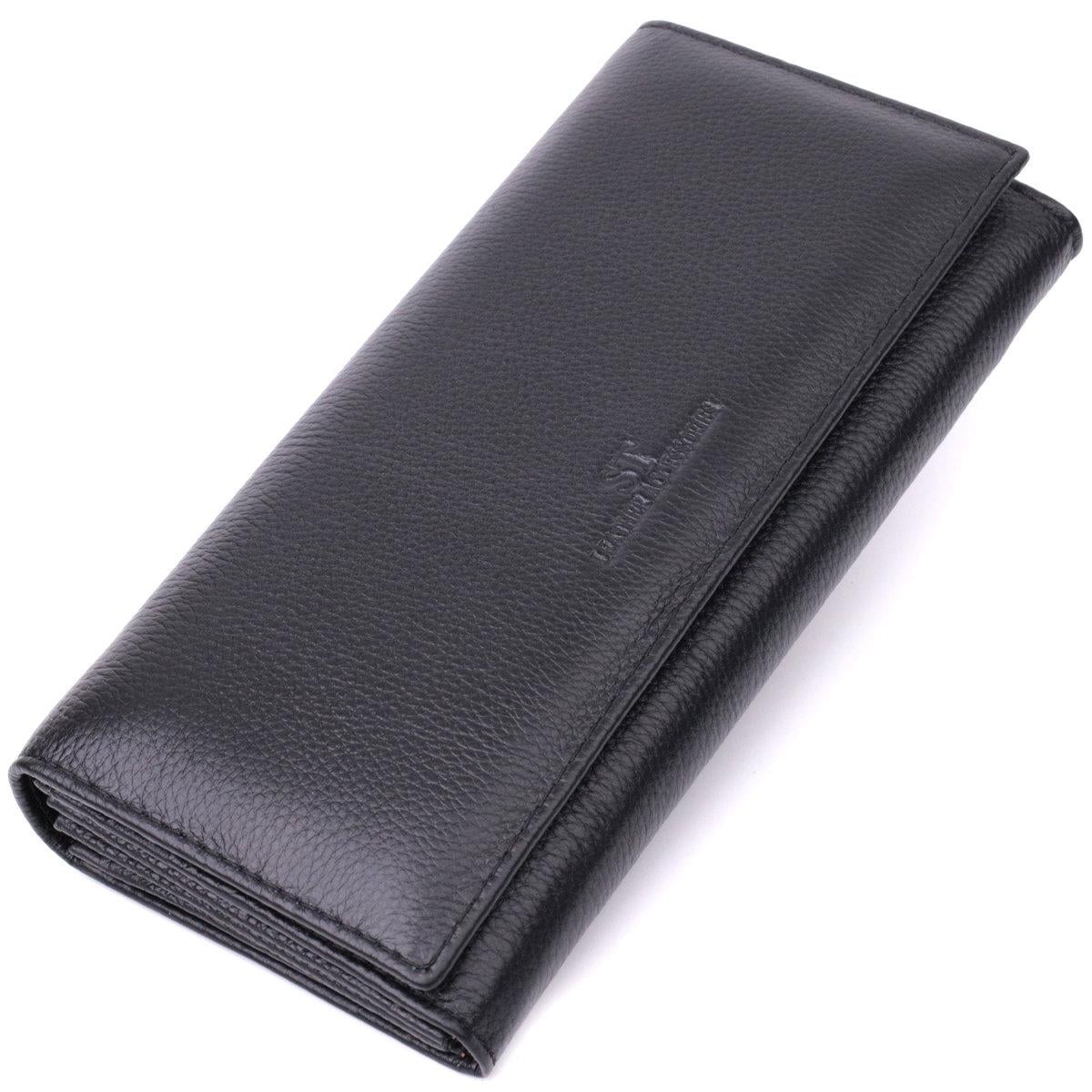 Кошелек женский ST Leather 22523 на магните из натуральной кожи Черный (168-136-22523)