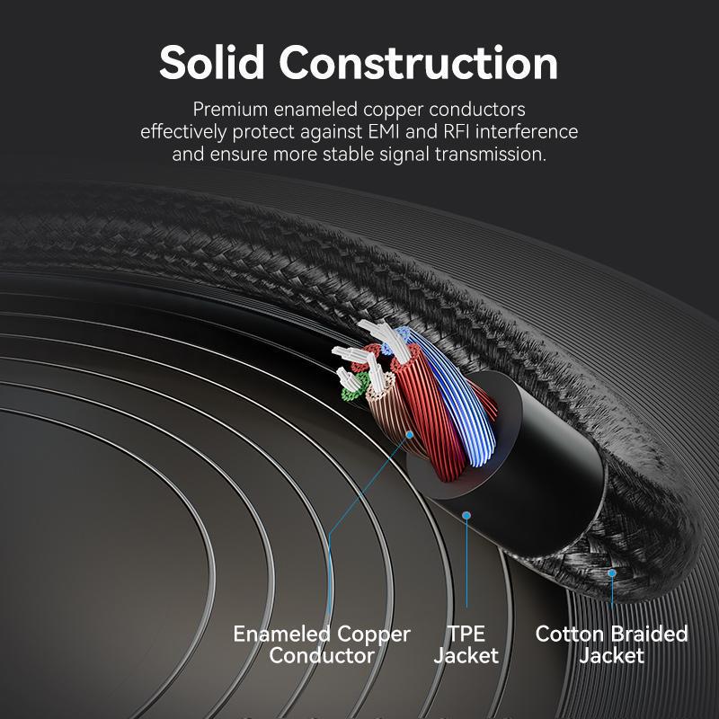 Перехідник Vention 2х3.5 мм minijack-3.5 мм minijack стерео AUX 4-піновий TRRS Нейлонова оплітка 0,3 м Чорний (BHFBY) - фото 10 Перехідник Vention 2х3.5 мм minijack-3.5 мм minijack стерео AUX 4-піновий TRRS Нейлонова оплітка 0,3 м Чорний (BHFBY) - фото 10