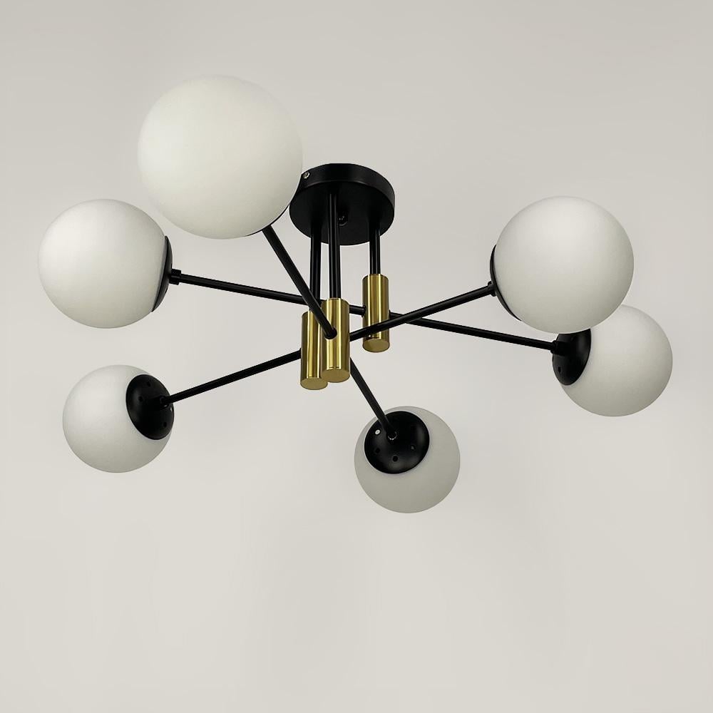 Люстра потолочная Lighthouse LF-17376/6 TBS/BK/WT Черный/Латунь/Белый