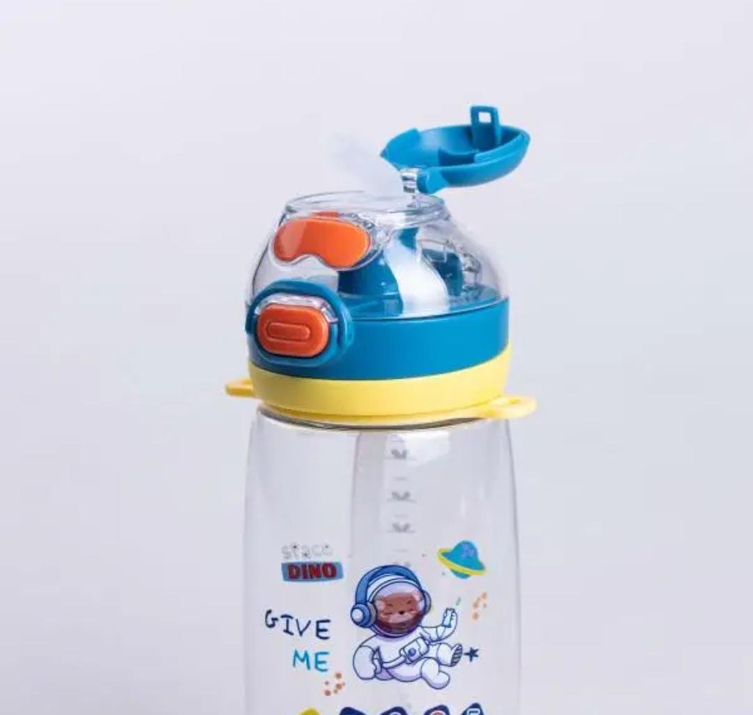 Детская бутылка для напитков с трубочкой и ремешком YIWU HP-14-45BL 550 мл Синий (HP-14-45BL) - фото 3