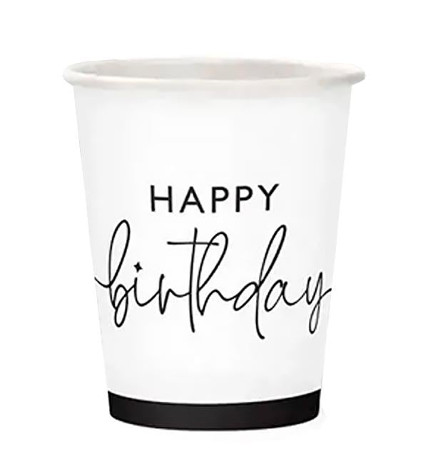 Паперові склянки Happy Birthday 200 мл 10 шт. Білий (10377)