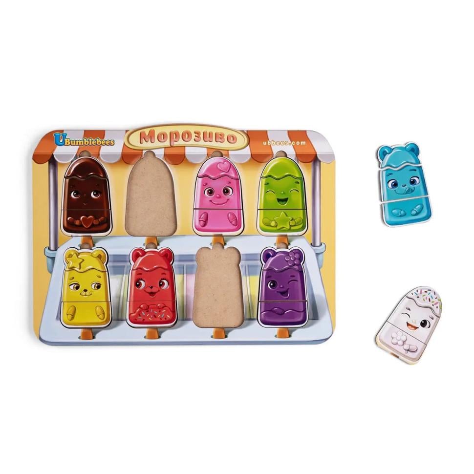 Пазлы деревянные Ubumblebees Вкладыш Мороженое сортер 31,5х23 см (IP-177-P-51)