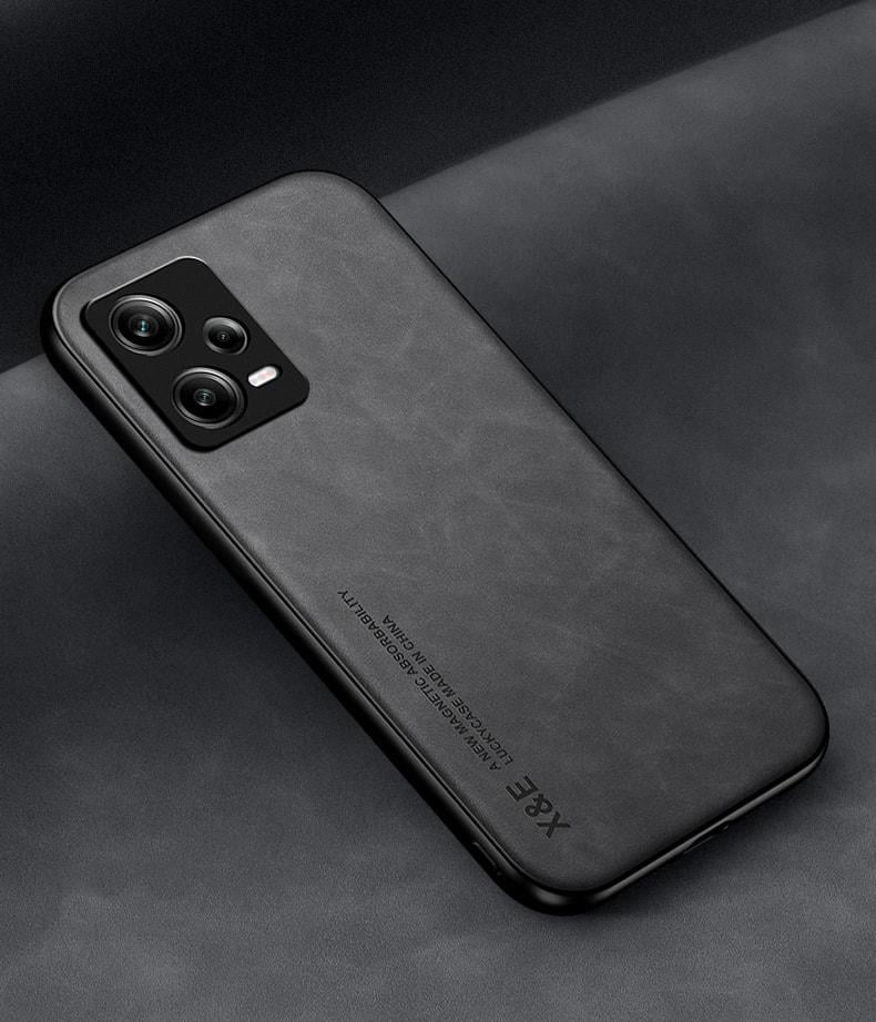 Кожаный чехол XnE Xiaomi Redmi Note 12 5G с металлической вставкой Black (34281-2B)