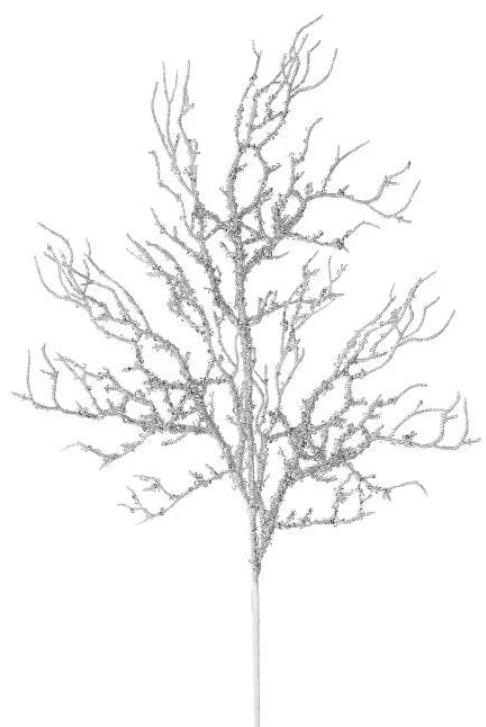 Веточка новогодняя Flora 60 см Серебряный (13162)