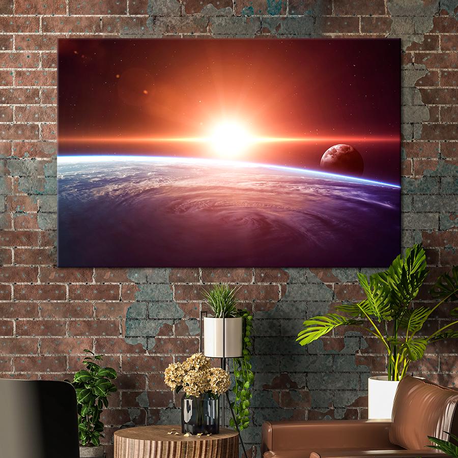 Картина на холсте Ослепительный рассвет в космосе 80x54 см (V207-1_L) Картина на холсте Ослепительный рассвет в космосе 80x54 см (V207-1_L)