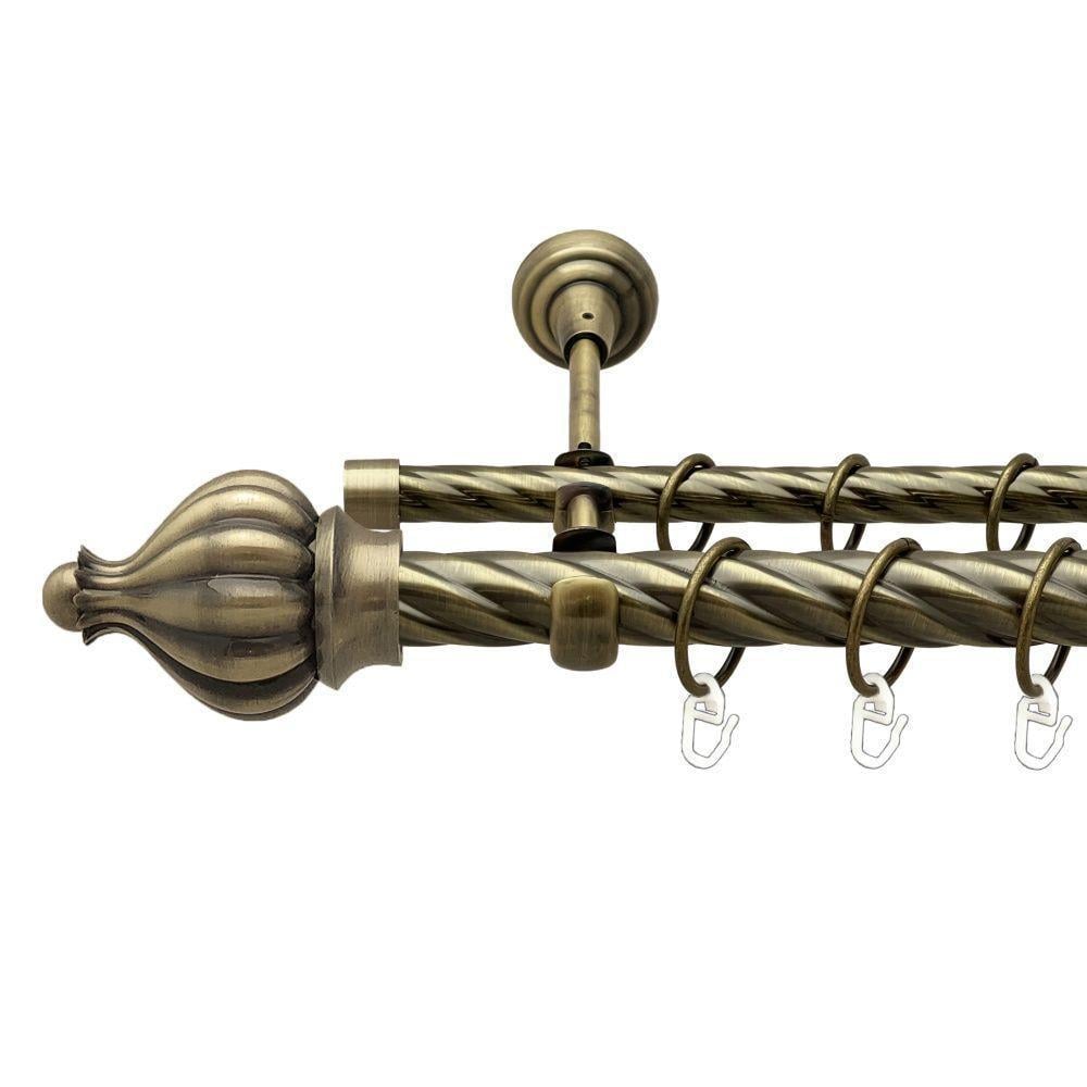 Карниз металевий Orvit Таджа двохрядний 25/16 мм 300 см Антик кручена (000-6904)