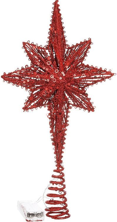 Верхушка для елки Звездочка с LED-подсветкой 40x20 см Красный