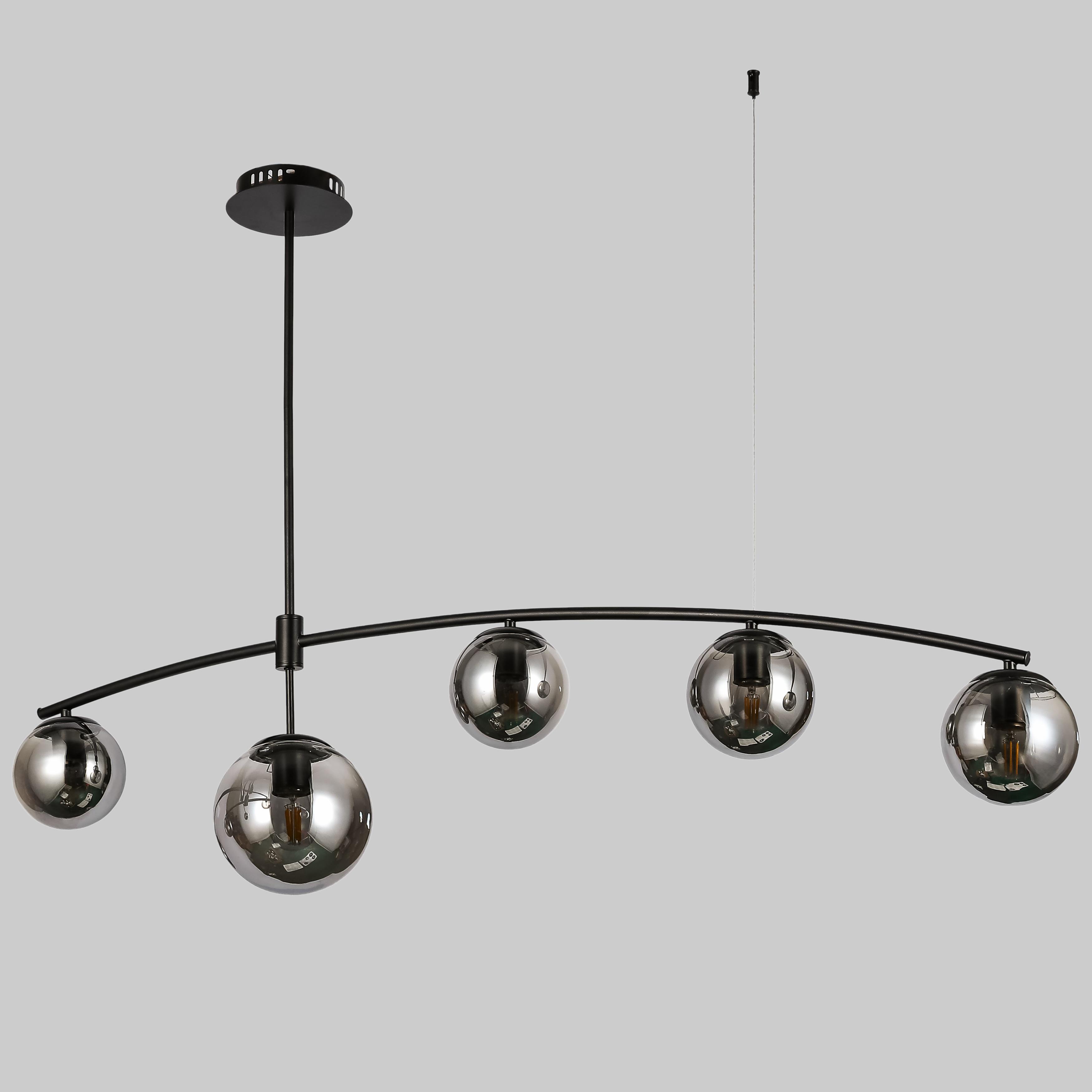 Люстра современная на 5 графитовых плафонах Черный (52-9827-5 BK+BK)