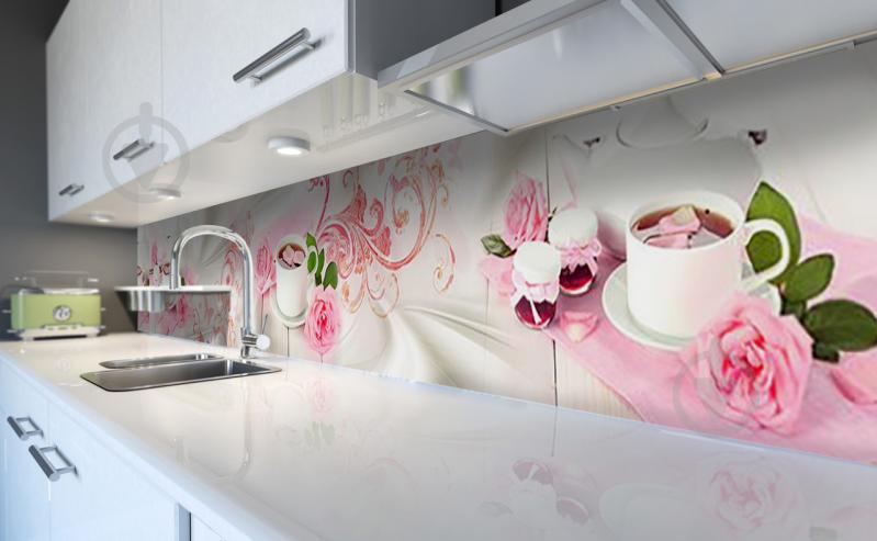 Скинали на кухню Zatarga «Чайная роза» 600х3000 мм виниловая 3Д наклейка кухонный фартук самоклеящаяся - фото 5