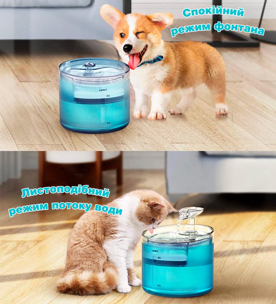 Питьевой фонтан для кошек и собак NPET WF100 с фильтром 1,6 л Синий (00879) - фото 2 Питьевой фонтан для кошек и собак NPET WF100 с фильтром 1,6 л Синий (00879) - фото 2