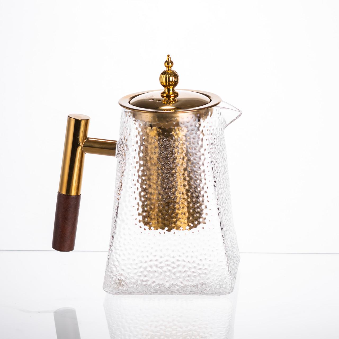 Чайник Light House для заварки стеклянный для чая с металлической ручкой 1 л Прозрачный (LG-20301)