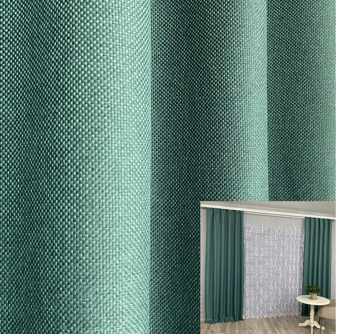 Шторы блекаут TG Home М5 Рогожка 2х1,5х2,7 м Бирюзовый (М5-19-1,5м) - фото 3