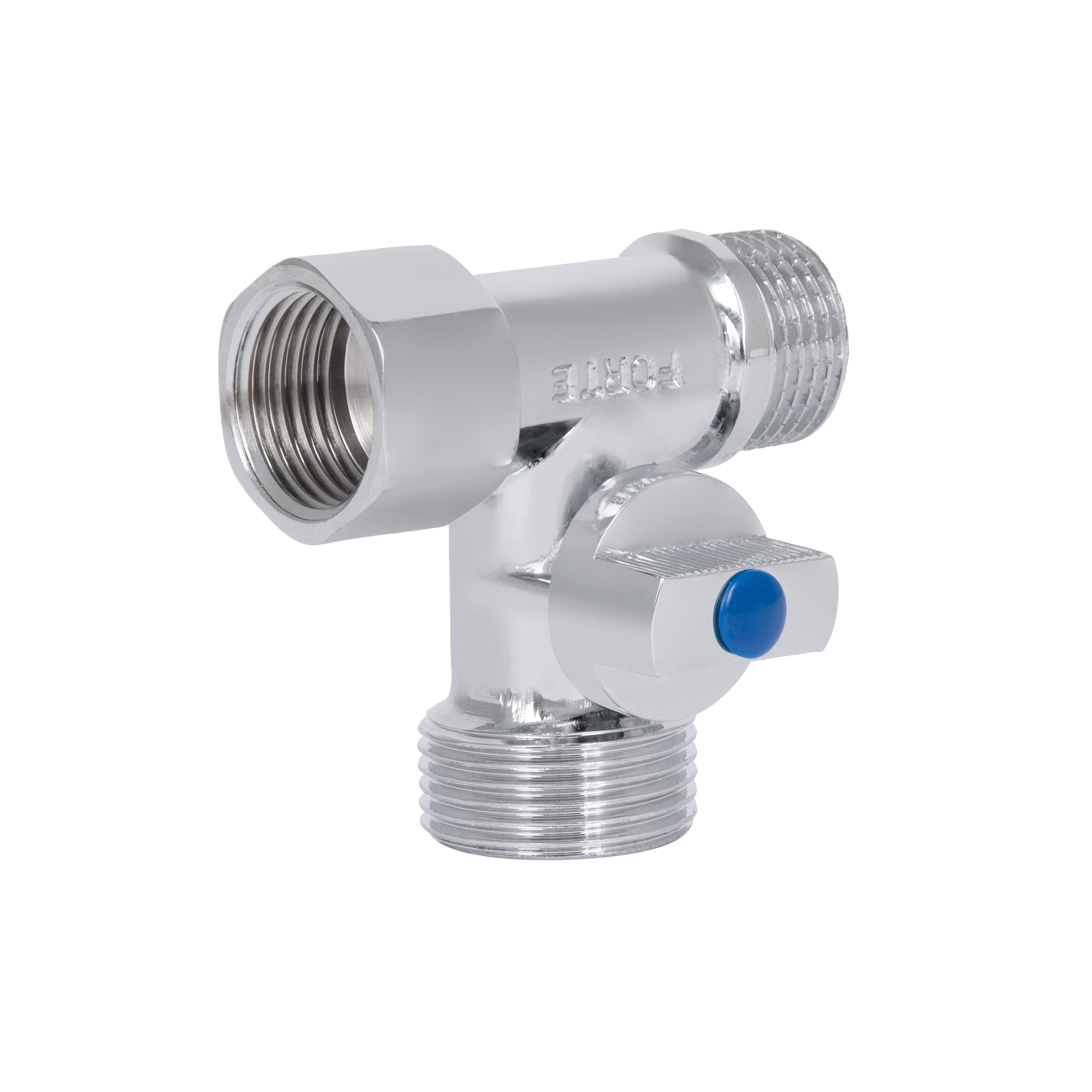 Кран шаровой приборный Thermo Alliance Forte 1/2"Зх3/4"Зх1/2В трехходовой PN40 Хром (SF186W152015)