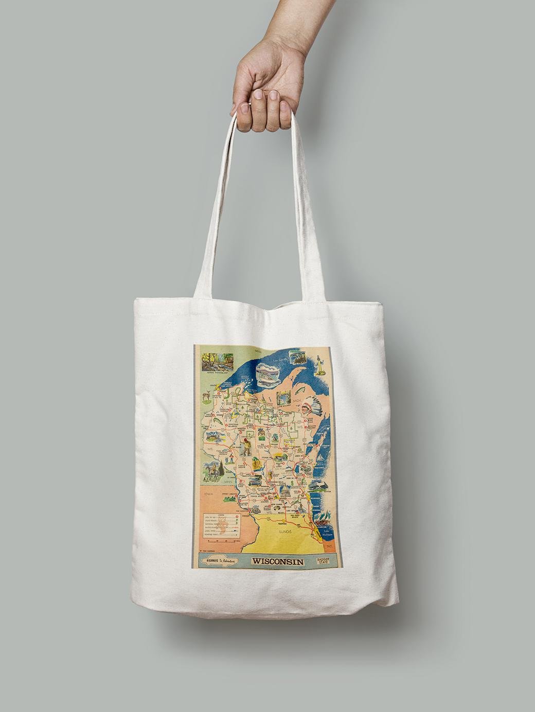 Эко-сумка Дороги к приключениям Висконсин шопер (OLD_MAP_poster_29_Bag)