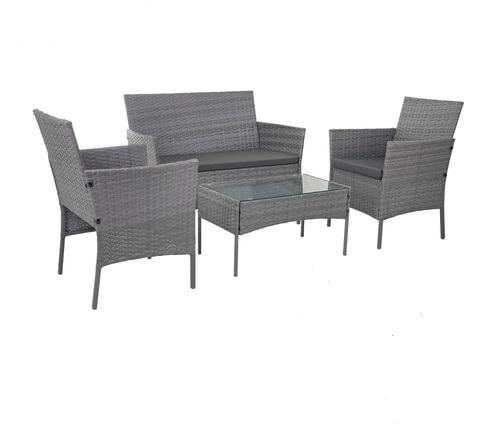 Комплект садовой мебели из техноротанга диван два кресла столик Серый