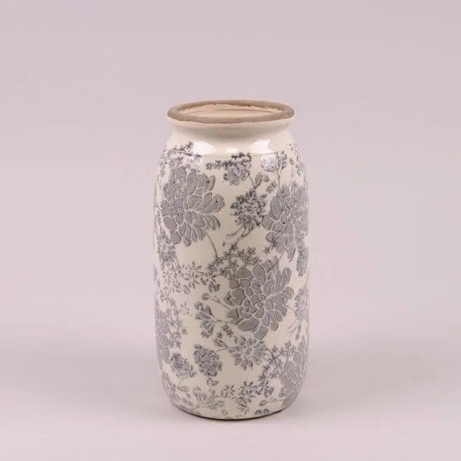 Ваза керамическая Flora Серые цветы (37698)