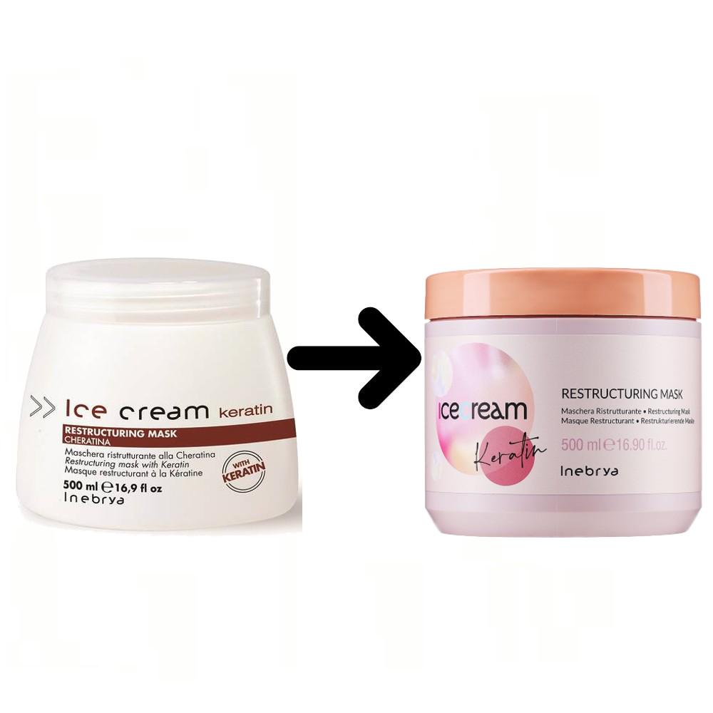 Восстанавливающая маска с кератином Inebrya Ice Cream Keratin Restructuring Mask 500 мл (1168811909) - фото 2